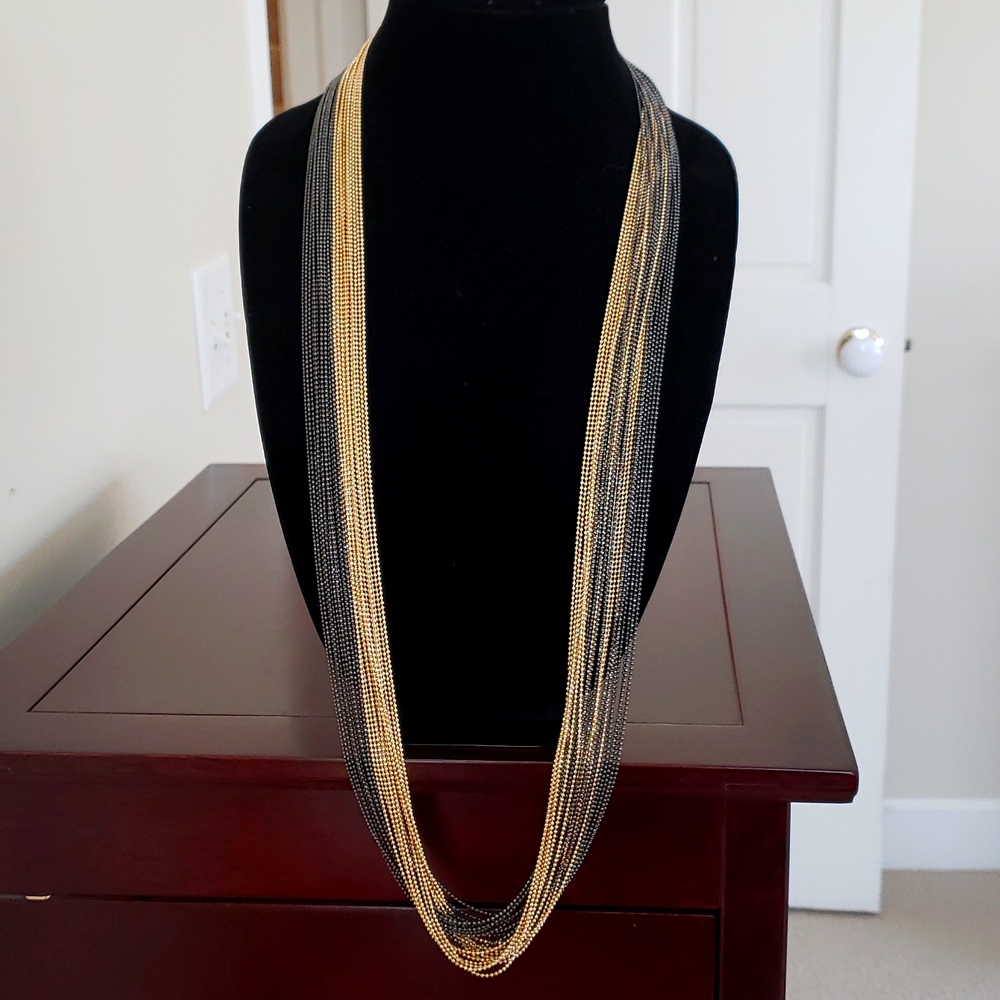 Black/Gold Beaded Necklace NWT